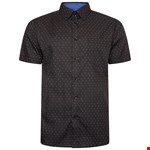 KAM 6297 Dobby Print S/S Shirt - black/blue